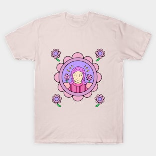 Cute girl with flowers T-Shirt